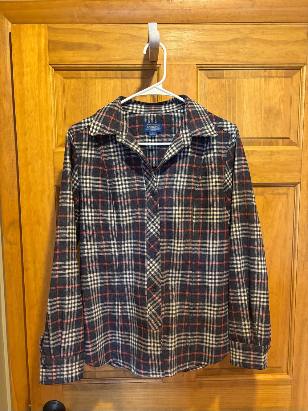 Pendleton Navy Red Cream Plaid Button-Down Shirt
